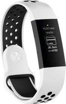 Wit Zwart Siliconen Bandje geschikt voor Fitbit Charge 3 / Charge 3 SE / Charge 4 – Smartwatch Strap - Polsbandje - Rubber