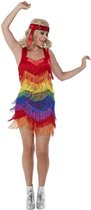 Smiffy's - Jaren 20 Danseressen Kostuum - Regenboog Jaren 20 Flapper Jurk Vrouw - Multicolor - Large - Carnavalskleding - Verkleedkleding