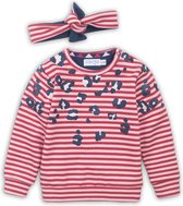 Dirkje - Baby sweater + headband - Red + pink - meisjes - Maat 56