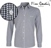 Pierre Cardin - Heren Overhemd - Stretch - Gingham - Navy