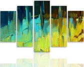 Schilderij , Abstract Landschap II ,4 maten , 5 luik , multikleur, wanddecoratie , Premium print , XXL