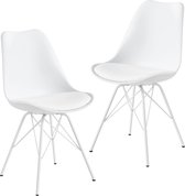 Pippa Design set van 2 moderne eetkamerstoelen - wit