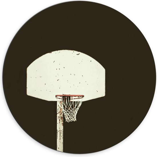 Dibond Wandcirkel - Basketbalpaal - 70x70cm Foto op Aluminium Wandcirkel (met ophangsysteem)