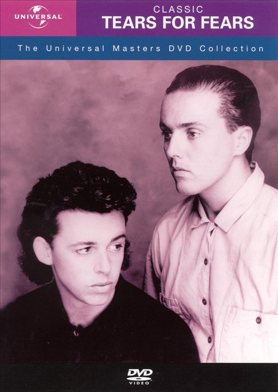 Twee jonge mannen kijken naar de zijkant, met de tekst "CLASSIC TEARS FOR FEARS" bovenaan.
