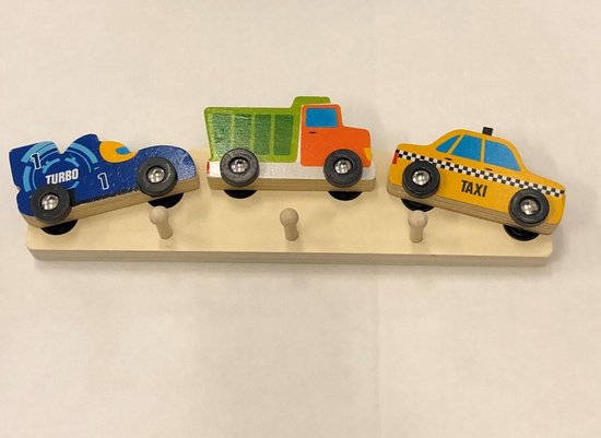 Yourshop 24 Porte-manteau pour enfants - 32x4x9 cm - Cintre voiture - Cintre voiture - Cintre voiture - Porte-manteau mural - Porte-manteau en bois - Porte-manteau voiture taxi voiture de course