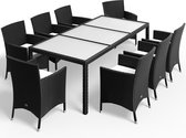 Casaria Polyrattan Zitgroep Milaan – 8 Stoelen 1 Tafel – Zwart