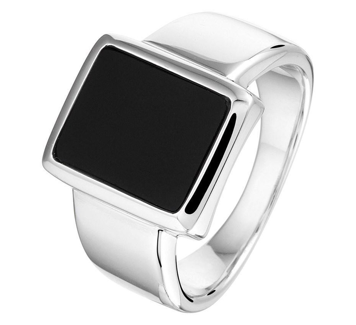Zilver Gerhodineerde Zegelring onyx 1332904 21.50 mm (68)