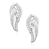 Joy|S - Zilveren engelen vleugels oorbellen 18 x 8 mm zirkonia gehodineerd