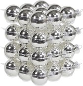 36x Zilveren glazen kerstballen 4 cm - glans - Kerstboomversiering zilver