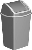 1x Grijze vuilnisbakken/prullenbakken 25 liter 34,8 x 29,9 x 53,5 cm - Kunststof/plastic vuilnisemmer- Afval scheiden - GFT afvalbak