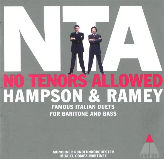 Albumcover met "NTA NO TENORS ALLOWED" en "HAMPSON & RAMEY". Twee mannen in pak staan op grote witte letters.