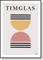 Miss Peggy - poster Abstract - Timglas Geel Rood - Minimalistisch - Scandinavisch - A3