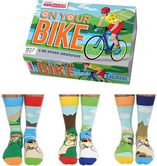 Vaderdag cadeau - United Oddsocks - Mismatched sokken - On Your Bike Multipack Heren Fiets Sokken - 40-46