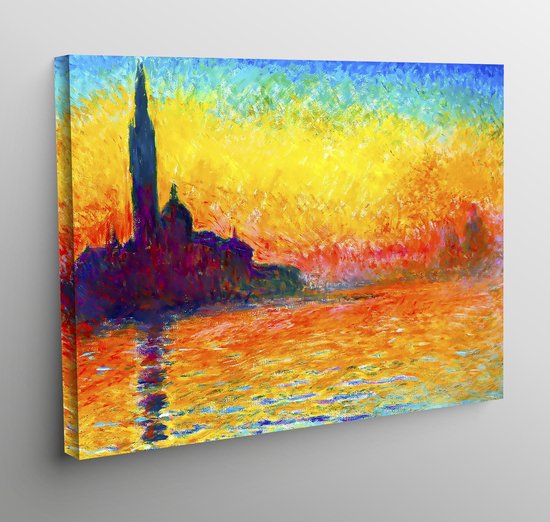 Canvas zonsondergang in Venetie - Claude Monet - 70x50cm