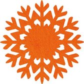 Sneeuwvlok vilt onderzetters  - Oranje - 6 stuks - ø 9,5 cm - Kerst onderzetter - Tafeldecoratie - Glas onderzetter - Cadeau - Woondecoratie - Tafelbescherming - Onderzetters voor glazen - Keukenbenodigdheden - Woonaccessoires - Tafelaccessoires