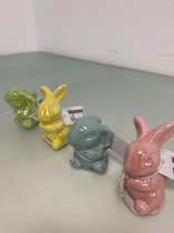 Parelmoer finish: konijnen beeldjes (diverse kleuren) - set van 4 stuks (klein)