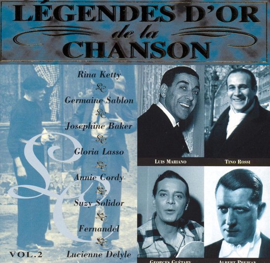 Albumhoes: "Legendes D'Or de la Chanson VOL. 2" met foto's van LUIS MARIANO, TINO ROSSI, GEORGES GUÉTARY en ALBERT PREIFAN.
