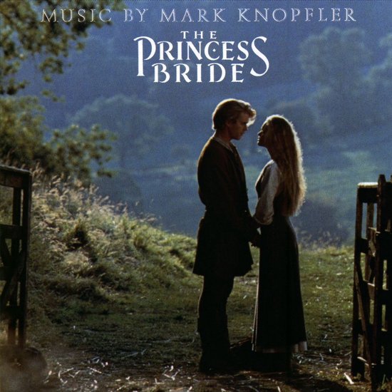 Man en vrouw staan tegenover elkaar in een landelijke omgeving, met het logo 'The Princess Bride' erboven.