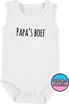 Baby rompertjes - Papa's boef - maat 74/80 - kap mouwen - baby - baby kleding jongens - baby kleding meisje - rompertjes baby - rompertjes baby met tekst - kraamcadeau meisje - kra