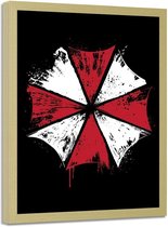 Foto in frame , Umbrella Corp , 70x100cm , wit rood zwart ,wanddecoratie ,Premium Print