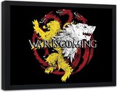 Foto in Frame , Dieren  op frame , War is coming ,100x70cm , multikleur , Wanddecoratie
