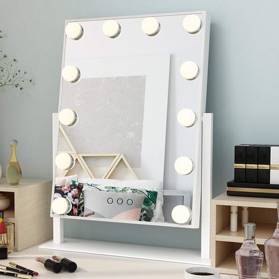 Sefaras Staande spiegel - Dimbaar - 12 LED verlichting - Hollywood make up... | bol.com