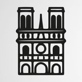 Landmark, Notre Dam - Parijs zwart - Wanddecoratie - Hout - XL 80 cm
