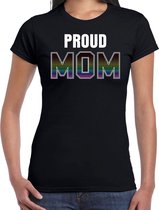 Proud mom regenboog / LHBT t-shirt zwart voor dames - LHBT / lesbo / gay  / rainbow - outfit M