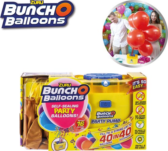 Bunch O Balloons Kit – 16 gouden ballonnen met elektrische pomp – zelfsluitende ballonnen, feestversiering, ballonnentros