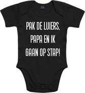 Romper met opdruk “Pak de luiers, papa en ik gaan op stap”, kraamkado, voor baby’s