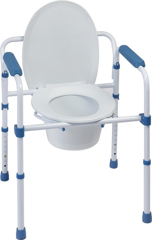 Opklapbare Toiletstoel 3-in-1 WC Stoel met Sta Op hulp en deksel - Merkloos