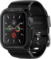 Spigen bandje geschikt voor Apple Watch 4 5 6 7 SE 44 45mm Rugged Armor Pro Zwart bol