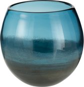 J-Line Vaas Rond Glas Blauw Grijs Small