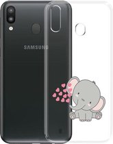Samsung Galaxy A20E siliconen olifanten telefoonhoesje transparant - Olifantje/hartjes *LET OP JUISTE MODEL*
