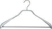 [Set van 10] MAWA 42LS - metalen kledinghangers met brede schouders, broeklat en zilveren anti-slip coating