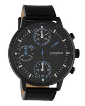 OOZOO Timepieces - Zwarte horloge met zwarte leren band - C10669 - Ø50