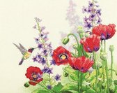 Borduurpakket kolibrie klaprozen om te borduren Dimensions (hummingbird & poppies)