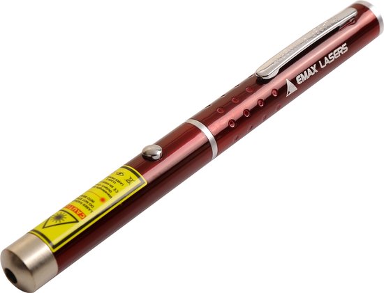 Emax luxe rode laserpen, inclusief batterijen, handleiding en emax bewaarzakje