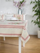 Tafelkleed - luxe gobelinstof - boeket Tulpen met ruiten rand - Vierkant 100 x 100 cm