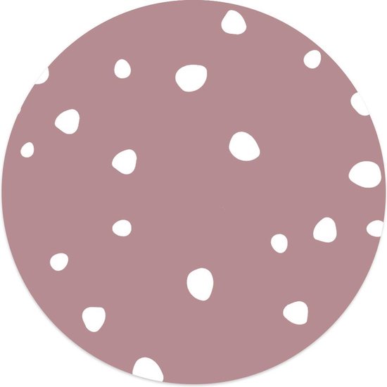 Label2X Muurcirkelkids dots oudroze - Ø 30 cm / Forex - Wandcirkel kids dots - Wandcirkel kinderkamer - Wandcirkel rond - Wanddecoratie woonkamer - Wandcirkel - Muurcirkel binnen - Wandbord rond - Muurcirkel - WallCircle