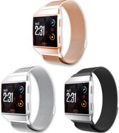 Eyzo Fitbit Ionic Band - Roestvrijstaal - 24cm x 2cm - 3 Pack - Zwart, Zilver en Rosé Goud - Large