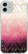 Casetastic Apple iPhone 12 / iPhone 12 Pro Hoesje - Softcover Hoesje met Design - Pink Ombre Triangles Print
