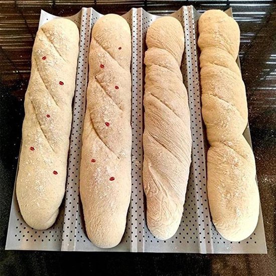 Stokbroodvorm - Bakvorm voor Stokbrood- 4 rijen - 380 mm | bol.com