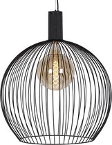 QAZQA wire - Moderne Grote hanglamp - 1 lichts - Ø 60 cm - Zwart -  Woonkamer | Slaapkamer | Keuken