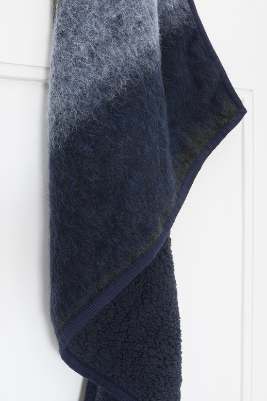 OLIVIA Stolt sjaal, blauw grijs wol en donkerblauwe teddy | bol.com