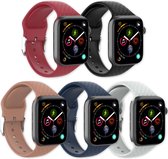 Eyzo Apple Watch 1, 2, 3, 4, 5 en 6 & SE Siliconen Bandjes - 5pack - 42 / 44 mm