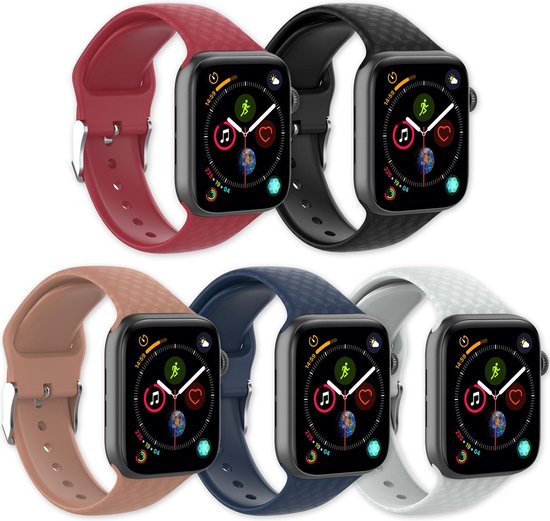 Eyzo Apple Watch 1, 2, 3, 4, 5 en 6 \u0026 SE Siliconen Bandjes - 5pack - 42 /  44 mm | bol.com