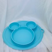 Baby / kind siliconen bord dus glijd niet weg Mickey mouse blauw
