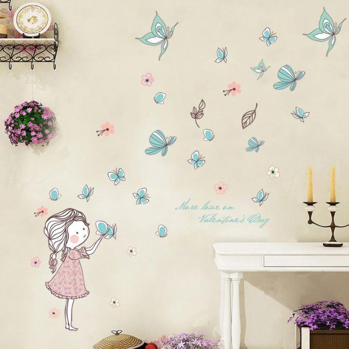 Muursticker | kamersticker | kinderkamer | badkamersticker | meubelsticker | Tofok | meisje met vlinders
