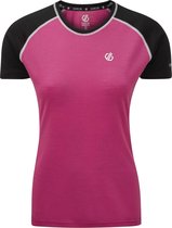 Dare 2b Fixate Sportshirt Dames - Zwart/Roze - Maat 38